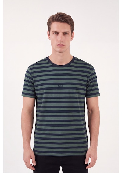 Buratti Çizgili Pamuklu Relaxed Fit Bisiklet Yaka T Shirt Erkek T Shirt 5904078 Nefti-lacivert