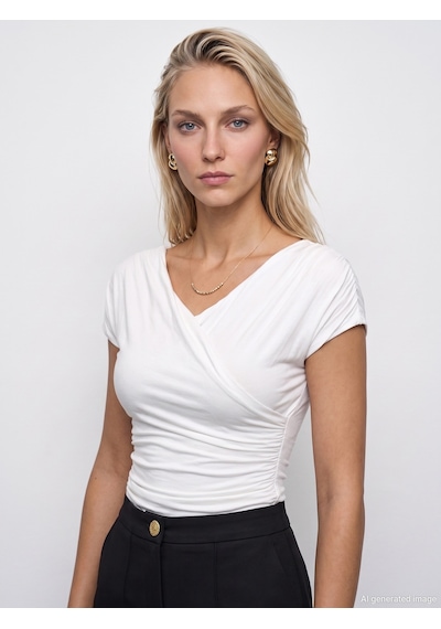 Dilvin 33157 Bra-free Büzgülü Top Beyaz