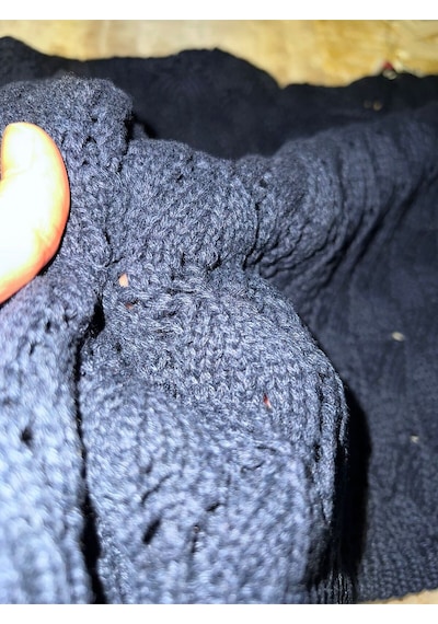 Giyimodam Ajurlu Crop Triko Kazak Laci Oversıze Lacivert
