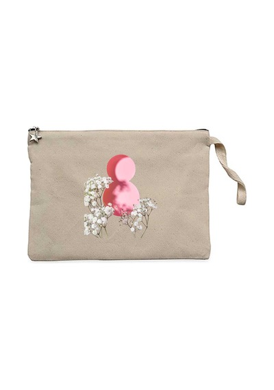 Soft Floral 8 March Krem Clutch Astarlı Cüzdan / El Çantası