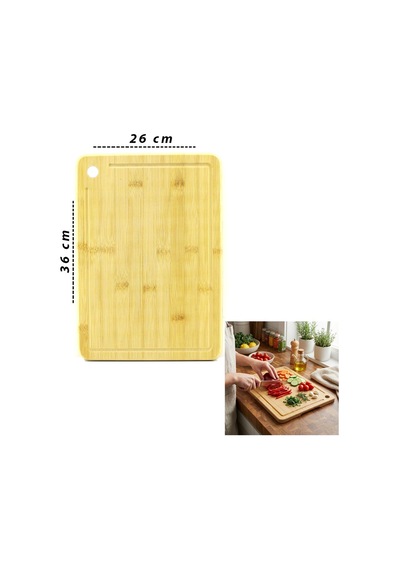Bambu Kesme Tahtası 26x36x1.8 Cm Açık Ceviz
