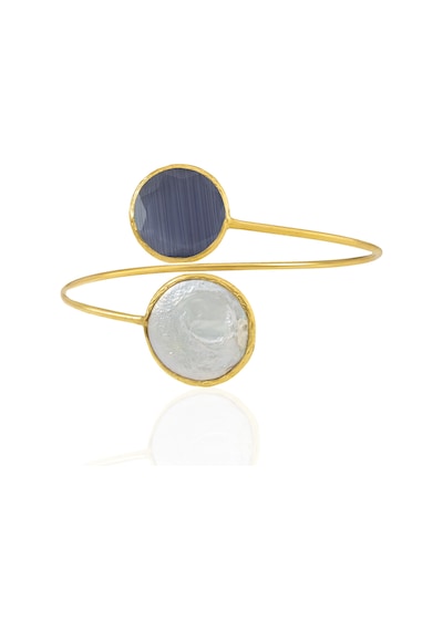 Kadir Jewellery 22 Ayar Altın Kaplama Ayarlanabilir İnci Bilezik Mor