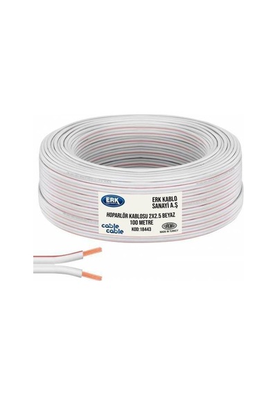 Hoparlör Kablosu 2X2.5 Beyaz 100 Metre Erk.