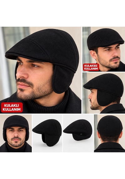 Kulaklı Ördek Şapka Siyah
