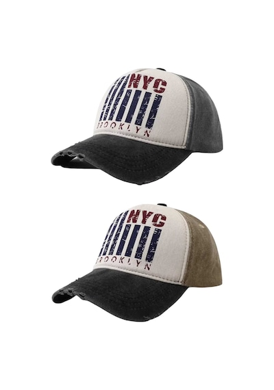 Tezzgelsin Unisex Eskitme Nyc Brooklyn Nakışlı Ayarlanabilir Beyzbol Kep Şapka 2'li Set Siyah - Kahverengi