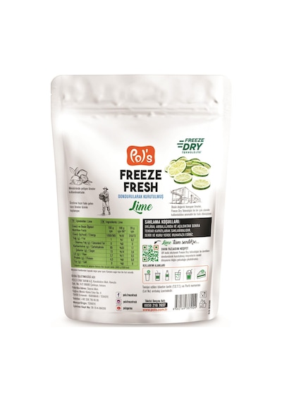 Pol's Freeze Fresh Lime 20 G X 3 Adet Freeze Dry Dondurularak Kurutulmuş Meyve 200 G