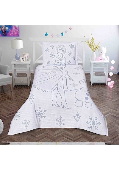 Taç Lisanslı Jakar Yatak Örtüsü Frozen Snowflak Tek Kişilik