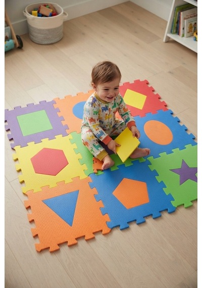 Polimat 33x33 Cm 7 Mm Geometrik Şekiller Eğitici Ve Eğlenceli Yer Puzzle Matı