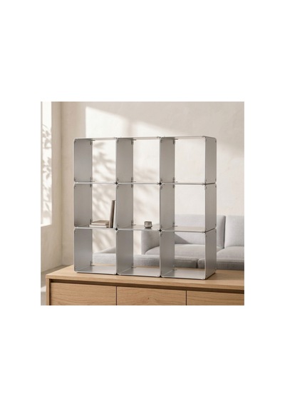 Node 9'lu Modüler Metal Açık Raf Ünitesi Çok Amaçlı Küp Kitaplık 50x50 Cm Gümüş - 944249484 Gümüş Node 9'lu Modüler Metal Açık Raf Ünitesi Çok Amaçlı Küp Kitaplık 50x50 Cm Gümüş - 944249484 Gümüş
