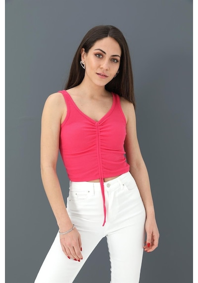 Wpr Atlet Önü Büzgülü Crop - Fuşya-fuşya Fuşya