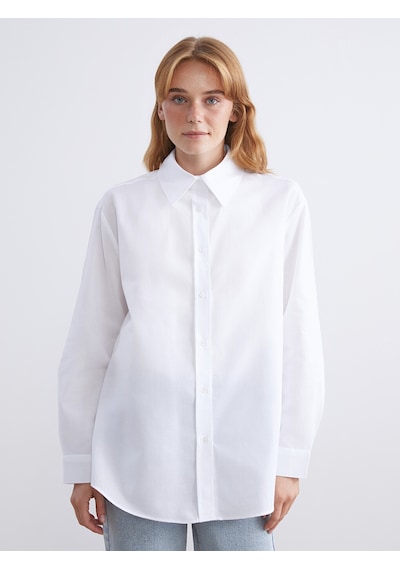 Lcw Modest Ekru Oversize Kadın Gömlek Tunik