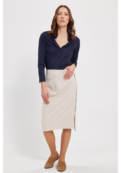 Tudors Kadın Slim Fit Dar Kesim Klasik Yaka Uzun Kollu Lacivert Gömlek-40356 Lacıvert