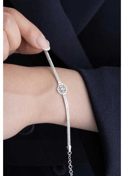 Çekirdekjewelry 925 Ayar Gümüş Hasır Serenay Bileklik Gri