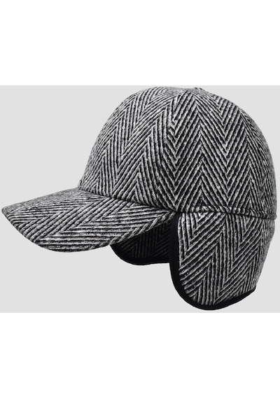 Külah Erkek Desenli Yün Kışlık Kulaklı Kep Beyzbol Şapkası - Siyah
