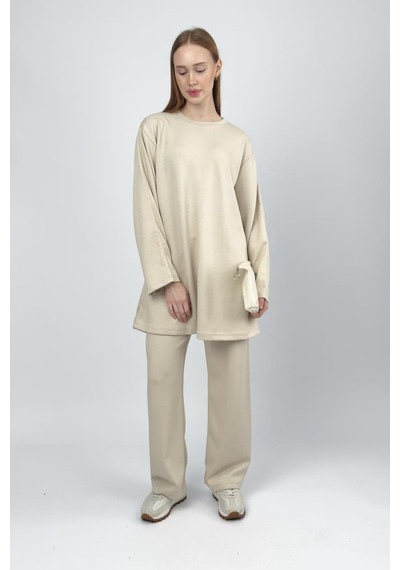Kadın Modal Tencel Tunik Pantolon Takım Bej