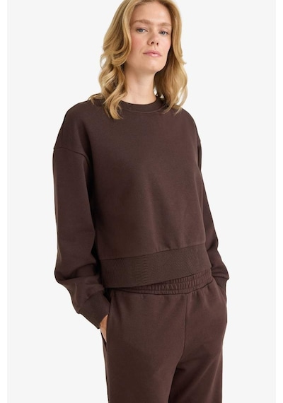 Defacto Boxy Fit Basıc Sweatshirt B8568AX25AU Kahve