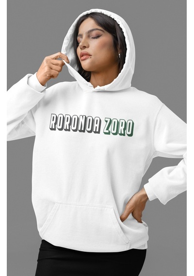 Sevbano Roronoa Zoro One Piece Anime Sırt Baskılı Unisex Oversize Penye H beyaz