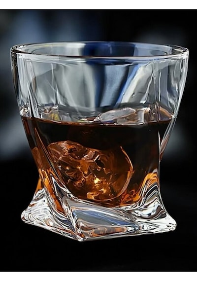 Asimetrik Kesim Kristal Dokulu 2 Adet Premium Bourbon & Scotch Bardak Takımı Viski Bardağı Şeffaf