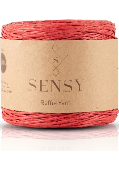 Sensy Premium 250 Gr Doğal Kağıt Ip, Hasır Kağıt Iplik, Rafya, Çanta, Supla, Şapka Ipi, 250m Kırmızı