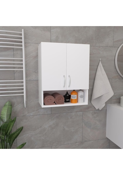 Tuliplife Duvara Monte Çok Amaçlı 3 Raflı Kapaklı Beyaz Dolap, Tlpdd3 Beyaz