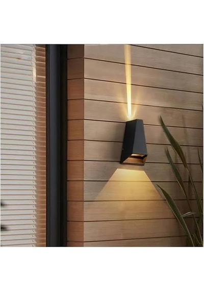 Elektrikle Çalışır, 6 Watt, 3200 Kelvin Sarı Işık Ledli İç Ve Dış Mekan Led Aplik, Çift Yönlü Aplik Siyah