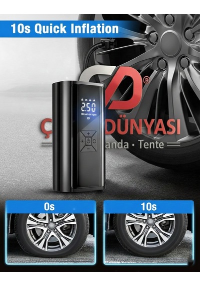 Çadır Dünyası 150 Psı Taşınabilir Dijital Kompresör - 6000mah Bataryalı Kablosuz Pompa Çok Renkli