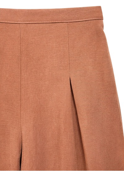 Mixray 4774 Kadın Bol Paça Pileli Pantalon Açık Kahve Açık Kahverengi