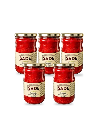 Sade Organik Biber Salçası 610 Gr 5 Li