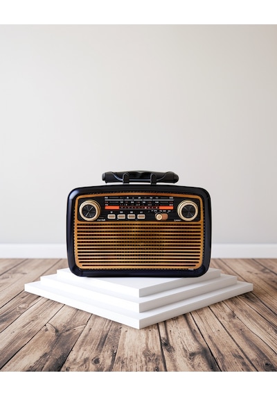 Nostalji Radyo, Ahşap Görünümlü, Eskitme Tasarımlı, Bluetoothlu