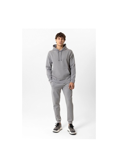 Backandbond Gri Regular Fit Pamuklu Kapüşonlu Kanguru Sweatshirt
