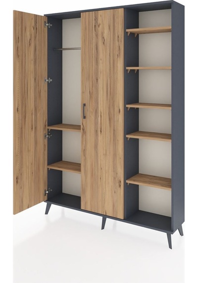 Arges Dolap 7 Raflı 2 Kapaklı Tek Askılı 132x30x195 Antrasit-çam/çam Atlas Çam/atlas Çam Arges Dolap 7 Raflı 2 Kapaklı Tek Askılı 132x30x195 Antrasit-çam/çam Atlas Çam/atlas Çam
