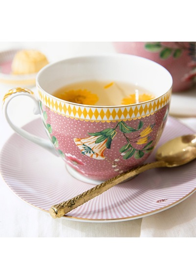 Pembe Porselen Çay Fincan Seti 280 Ml