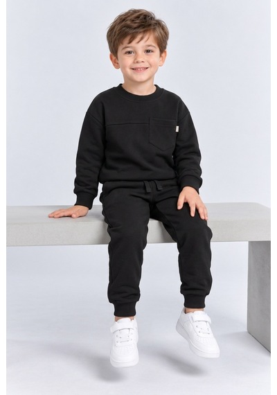 Ahengim Erkek Çocuk Cepli Sweatshirt Ve Jogger Eşofman Altı 2 Li Takım Günlük Rahat Çocuk Eşofman Seti Ak125 Siyah Ahengim Erkek Çocuk Cepli Sweatshirt Ve Jogger Eşofman Altı 2 Li Takım Günlük Rahat Çocuk Eşofman Seti Ak125 Siyah