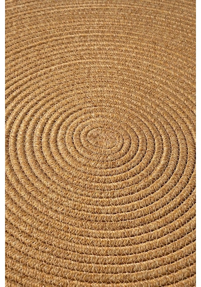 Nostera Örgü Hasır Görünümlü Yuvarlak Daire Dekoratif Kilim Kahverengi