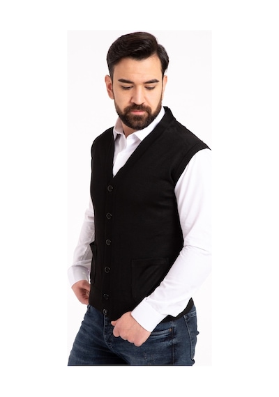 Erkek Orta Yaş Ve Üzeri İnce Yün Triko Örgü Baba Yelek 5110 - M