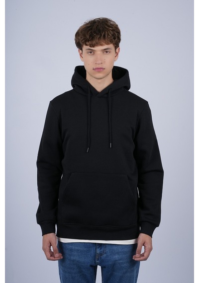 Sportuel Erkek Siyah 6506 Js Kapşonlu 3 İplik Basic Sweatshirt Jsswtk25e000005-siyah