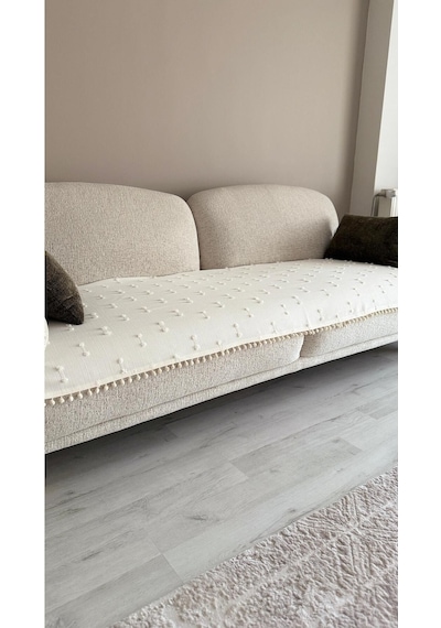 Diletto Takım Oturma Yerini Kapatan Ve Berjer Örtüsü 70x95 Cm Ve 90 X 200 Ekru Bir Tekli , Bir Üçlü Ekru Özel