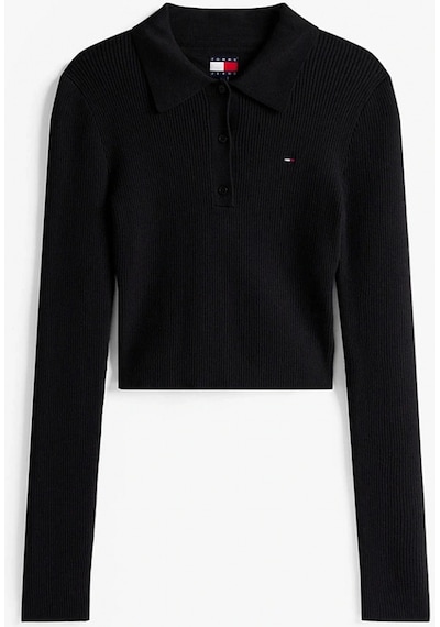 Tommy Hilfiger Tjw Klasik Polo Uzun Kollu Kadın Siyah Kazak Dw0dw21829bds Siyah
