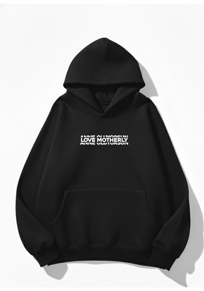 Uyguntarz Unisex Yumuşak Dokulu Anne Oluyorsun Baskılı Tasarım Oversize 3 İplik Hoodie Sweatshirt siyah