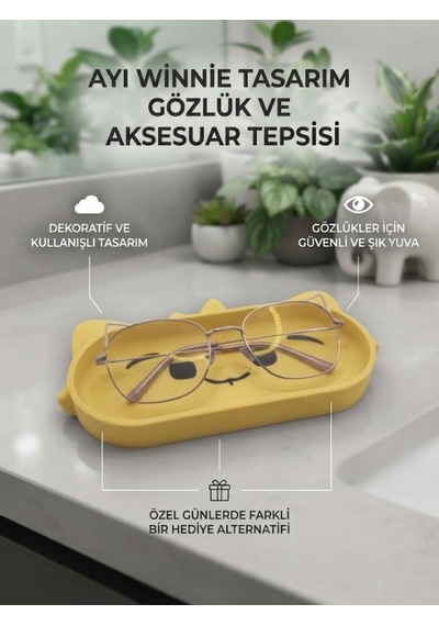 Sevimli Sarı Karakter Figür Tasarımlı Gözlük Tutucu Ve Çok Amaçlı Organizer