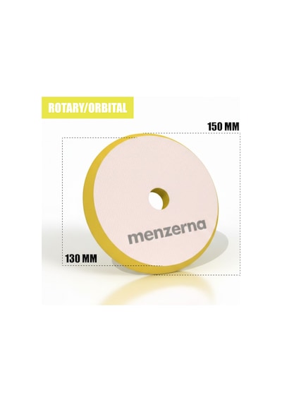 Menzerna Rotary Ve Orbital Uyumlu İnce Pasta Süngeri 130/150mm - Sarı Orta Çizik Giderici Ped