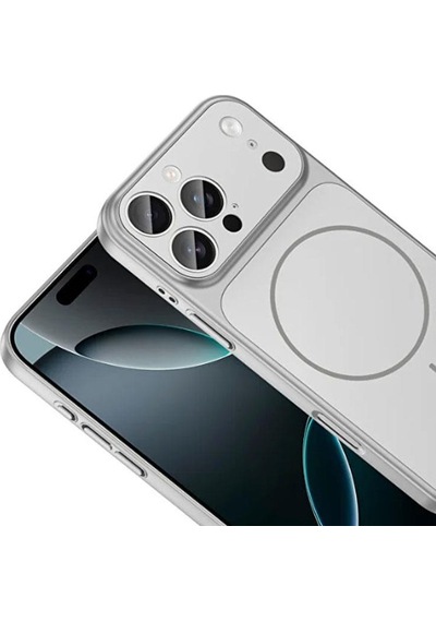 İphone 15 Pro Max Uyumlu Ag Glass Koruyucu Kılıf İphone 17 Pro Max Görünümlü Gümüş