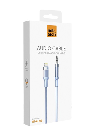 Nettech Nt-ac06 Plastik 100 Cm Jack To Lightning Aux Kablo Mavi