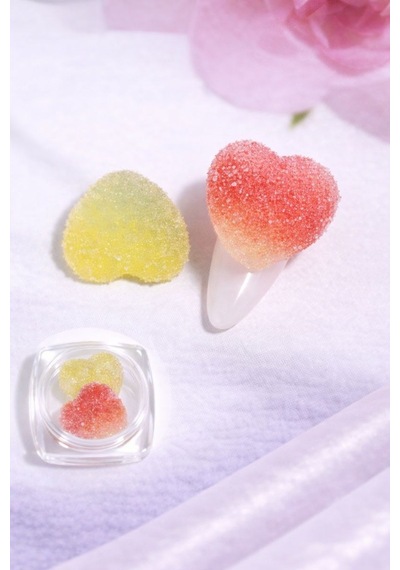Candy Glow 3d Sugar Heart Nail Charm Duo Peach Lemon No:17