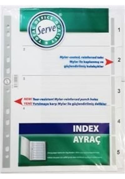 Serve Seperatör 1-5 Rakamlı Karton A4 Sv5323