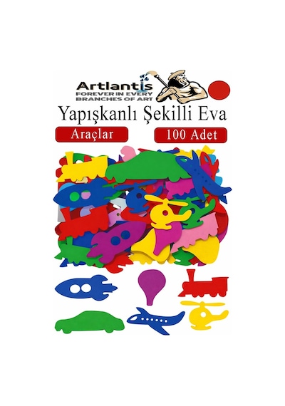 Şekilli Eva Yapışkanlı Araçlar 100 Lü 1 Paket Kendinden Yapışkanlı Eva Sticker Okul Öncesi Kreş Ana Sınıfı