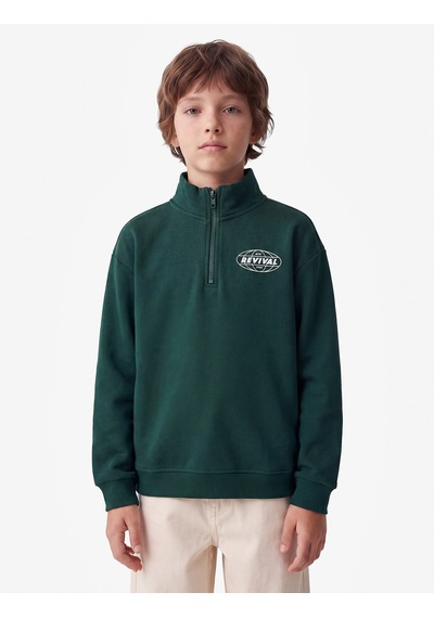 Koton Baskılı Uzun Kollu Şardonlu Pamuklu Yarım Fermuarlı Dik Yaka Sweatshirt Yeşil 7wkb10311tk Koton Baskılı Uzun Kollu Şardonlu Pamuklu Yarım Fermuarlı Dik Yaka Sweatshirt Yeşil 7wkb10311tk