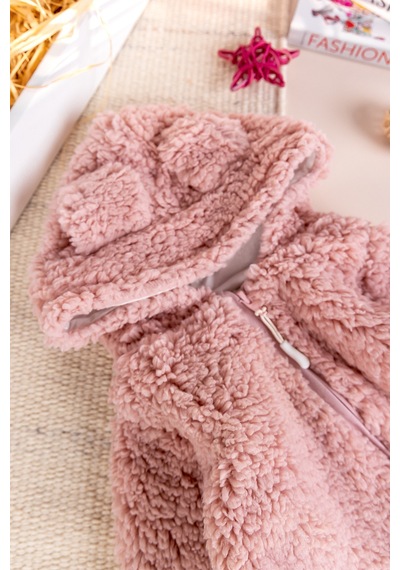 Babymod Kapüşonlu Welsoft Peluş Kışlık Kız/erkek Bebek Tulum Gülkurusu