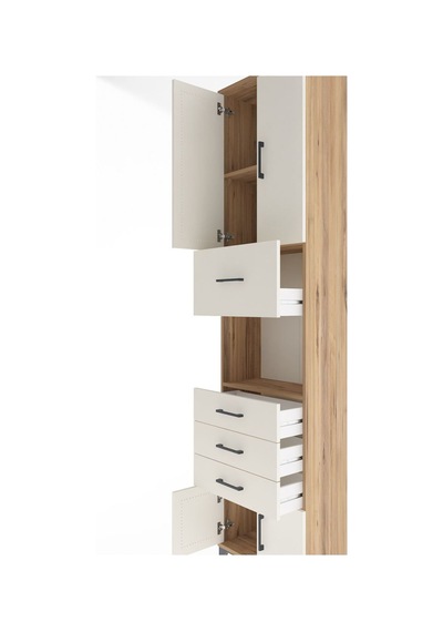 Arges Dolap 3 Raflı 4 Çekmeceli 4 Kapaklı 60x30x243 Çam-aytaşı Atlas Çam