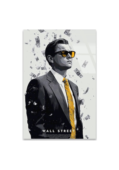 Wall Street Borsacı Para Yağmuru - Cam Tablo - Deg0535 80 X 125 Cm